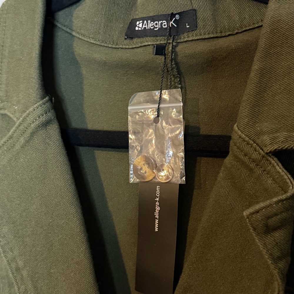 NWT Allegra K Olive Double-Breasted Blazer - Picture 2 of 4